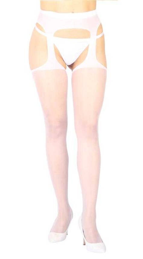 Beyaz Özel Bölgesi Açık Fantazi Külotlu Çorap TM1054 - 1