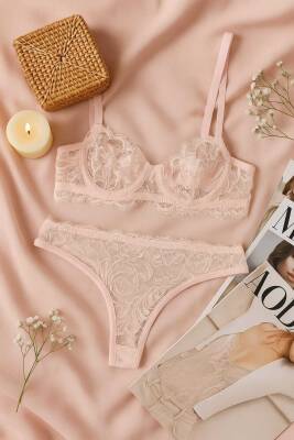 Dantel Detaylı Soft Pembe Bralet Külot Takımı - Şık ve Zarif Tasarım - hepimiz alalım