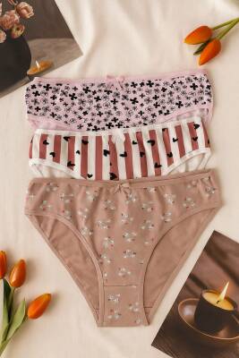 Kadın 3'lü Pamuklu Desenli Külot Seti - Rahat & Nefes Alan İç Giyim - hepimiz alalım