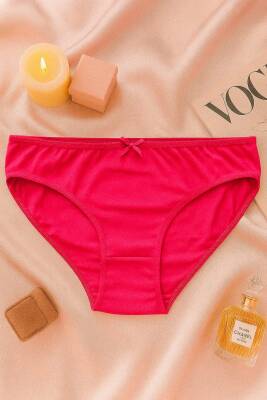Kadın 3'lü Pamuklu Külot Seti - Fuşya, Kırmızı, Pudra - Günlük Rahat Dikişsiz Slip - 4