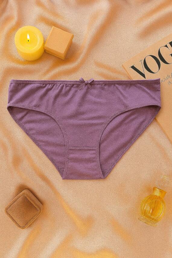 Kadın 3'lü Pamuklu Külot Seti - Lacivert, Siyah, Mor - Günlük Rahat Dikişsiz Slip - 4