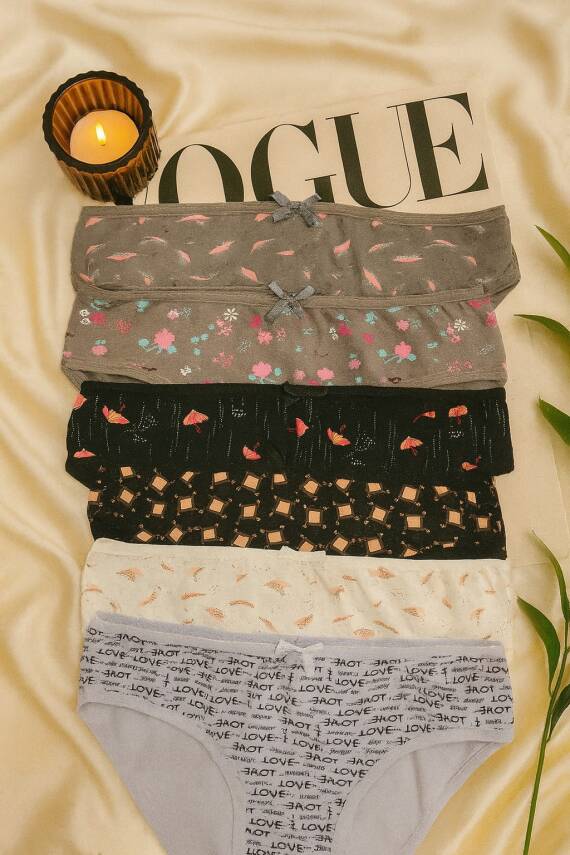 Kadın 6'lI Pamuklu Desenli Külot Seti - Rahat & Nefes Alan İç Giyim - 1