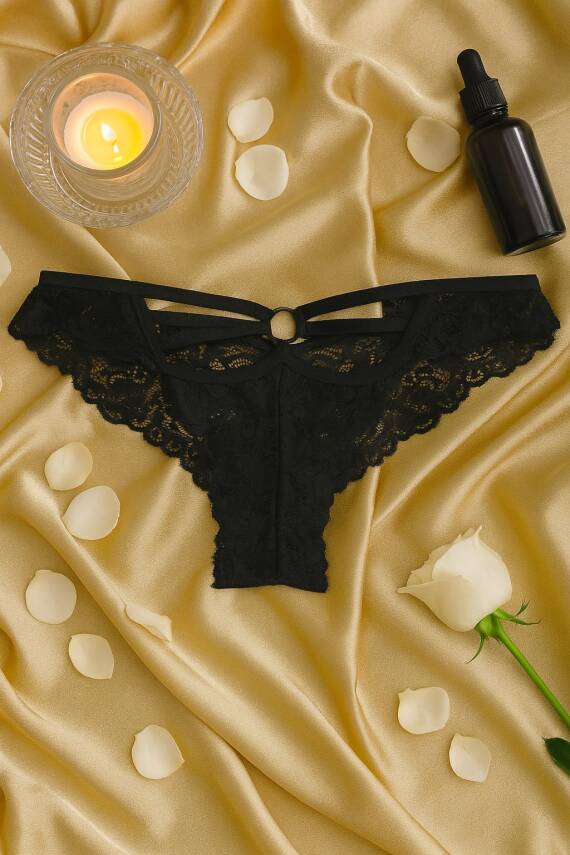 Kadın Dantel Detaylı Külot 3’lü Set - Siyah Beyaz - 2