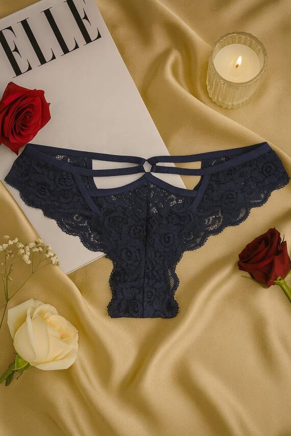 Kadın Dantel Detaylı Külot 3’lü Set - Siyah Beyaz - 4