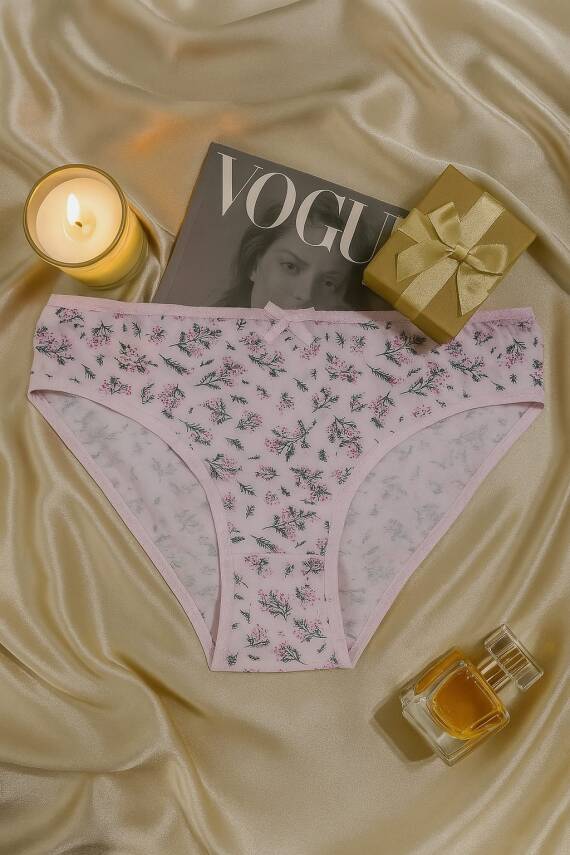 Kadın Pamuklu Desenli Slip Külot 3’lü Set - Çiçekli & Baskılı - 4