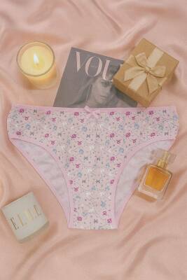 Kadın Pamuklu Desenli Slip Külot 3’lü Set – Çizgili & Çiçekli & Burç Temalı - 2