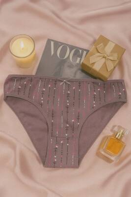 Kadın Pamuklu Desenli Slip Külot 3’lü Set - Ok, Kalp ve Çiçek Baskılı - 2