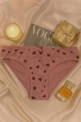 Kadın Pamuklu Desenli Slip Külot 3’lü Set - Ok, Kalp ve Çiçek Baskılı - 4