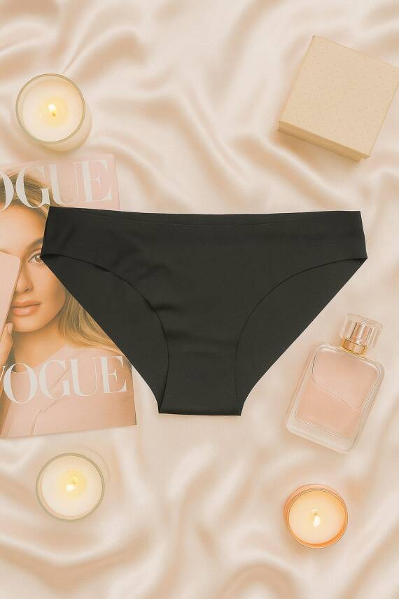 Kadın Siyah Dikişsiz Slip Külot 3’lü Set – İz Yapmayan Microfiber İç Giyim - 2