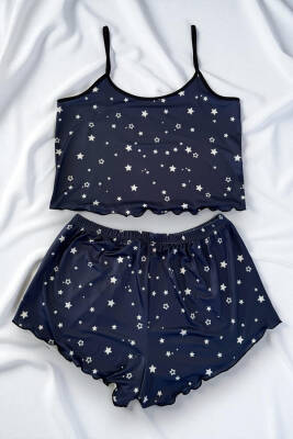 Kalp Desenli Askılı Şortlu Pijama Takımı - Leyna