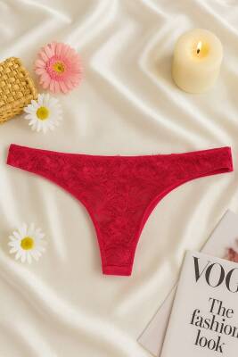Kırmızı Dantel Bralet & Külot İç Giyim Takımı - 2