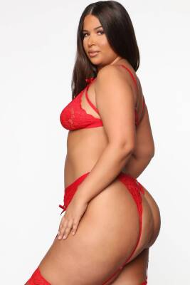 Kırmızı Dantelli Büyük Beden Jartiyer Takımı TM1300 - 2