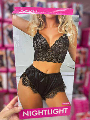 Siyah Dantel Detaylı İç Giyim Takımı – Nightlight - 