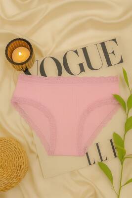 Pamuklu Dantel Detaylı Kadın Slip Külot 2'li Set - Beyaz & Pembe - hepimiz alalım