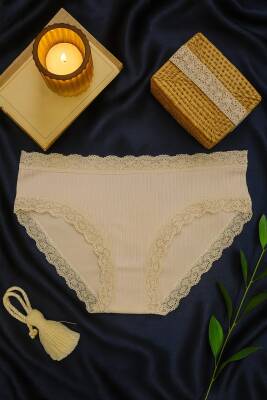 Pamuklu Dantel Detaylı Kadın Slip Külot 2'li Set - KAHVE & SİYAH - 3