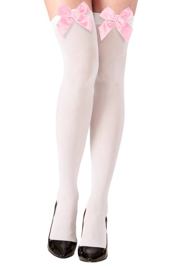 Pembe Fiyonklu Beyaz Jartiyer Çorabı TM1231 - 1