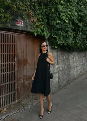 Siyah Salaş Elbise – Rahat ve Şık Kadın Modeli - 