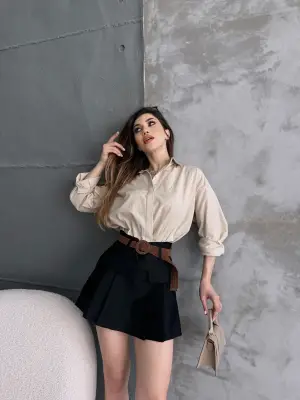 Şık Siyah Şort Etek – Modern ve Rahat Kadın Modeli - 