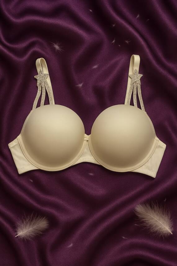 Taş Detaylı Beyaz Push Up Sütyen Takımı - 2