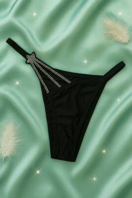 Taş Detaylı Sİyah Push Up Sütyen Takımı - 3