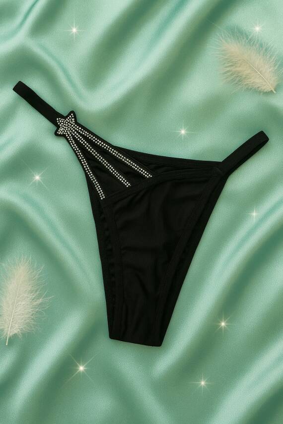 Taş Detaylı Sİyah Push Up Sütyen Takımı - 3