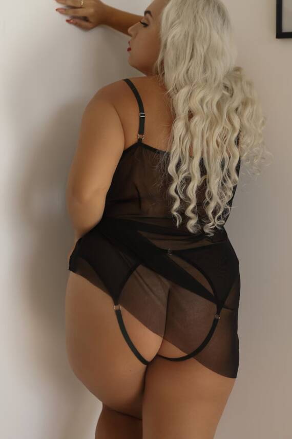 Transparan Siyah Büyük Beden Kısa Tül Gecelik TM1304 - 2