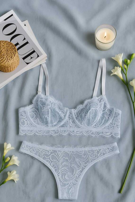 Zarif Dantelli Bralet ve String Külot Takımı - 2